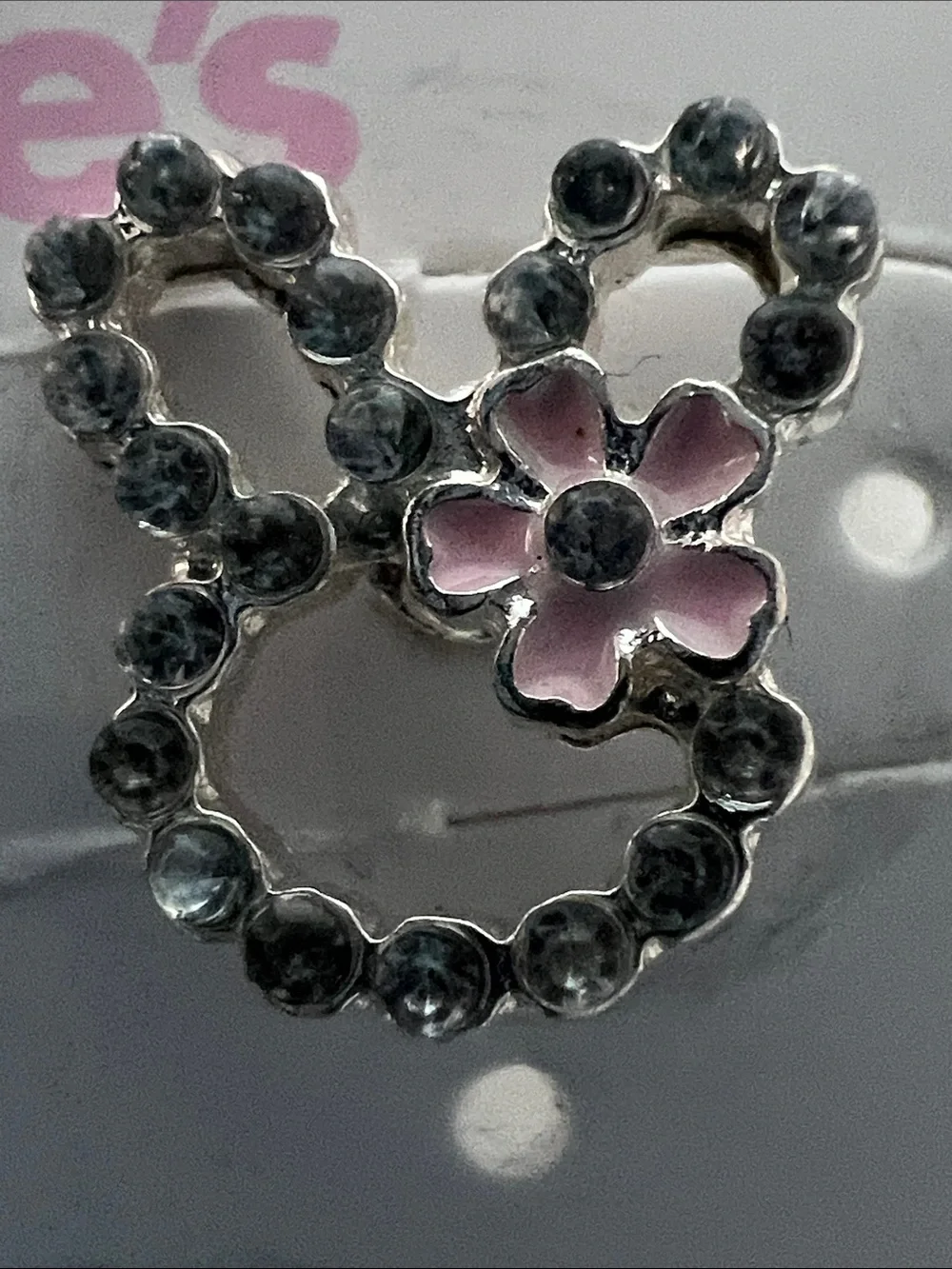 Claire's Silver Bunny Stud Earrings with Pink Flower NWT